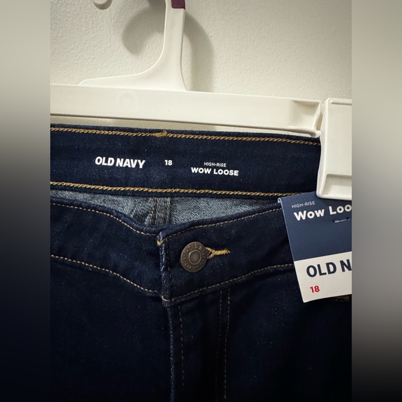 Old Navy Women's High-Rise Wow Loose Dark Blue Straight Leg Jeans - Picture 4 of 5